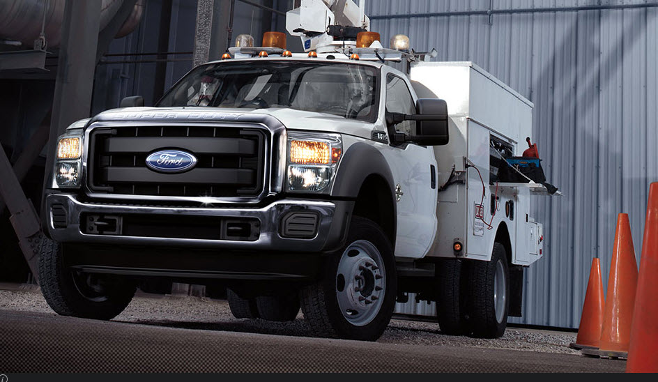 White Ford Chassis Cab Crane Truck for sale